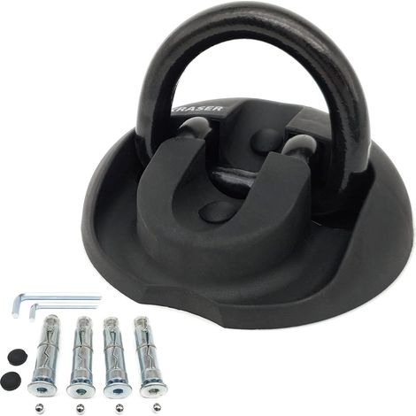 1 Ancrage Sécurité Acier Ø14mm Rabattable, 4 Chevilles Expansion, Fixation Mur Sol Béton, Moto Scooter Vélo (1/5)