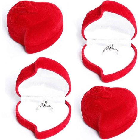 Écrin cadeau en velours rouge pour bijoux, coffret de rangement 4 compartiments pour collier, boucles d'oreilles, pendentif, présentoir élégant. (1/5)