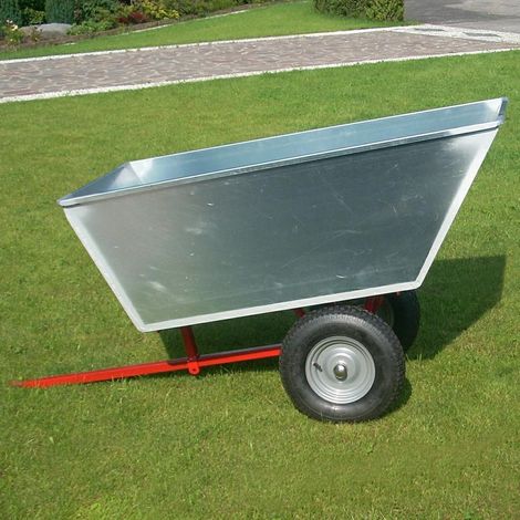 Carrello ribaltabile per trattorino, vasca zincata, dimensioni 138x70x50 cm