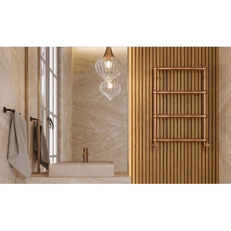 Sèche-serviettes électrique - Avec thermostat connecté - WEMA - 50 x 53 cm - Cuivre Brossé - 400W