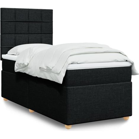 Boxspringbett mit Matratze Schwarz 100x200 cm Stoff