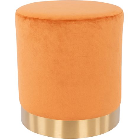 Pouf Poggiapiedi in Velluto Terracotta Struttura Legno 31x31x38 cm Base dorata Metallo (1/4)
