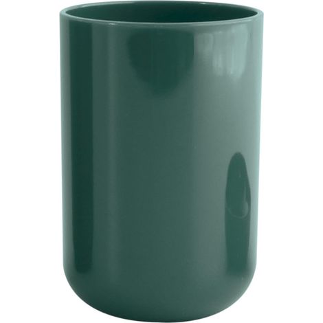 Gobelet Design Élégant pour Salle de Bain Ø7,1 x 10,5 cm Vert Foncé Idéal pour Accessoires de Toilette Plastique Résistant Finition Lisse (1/2)