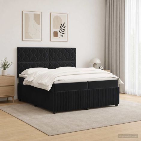 vidaXL Lit boxspring LED avec matelas Noir 200 x 200 cm Velours (1/5)