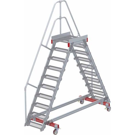 Euroline 512 mobiler Überstieg 60° Stufenausführung Stahl Gitterrost Stufenbreite 600mm 10 Stufen