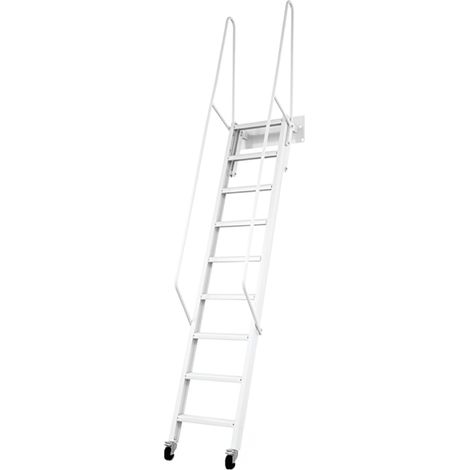 Echelle rabattable acier blanche - Hauteur d'accès 2.40 à 2.55m - Largeur 40cm - Marches métal - SOPALCO/B250