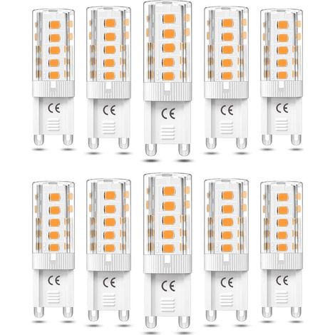 Ecleanfy - 10 ampoules LED G9, dimmables, 3 W, blanc chaud 3 000 K. Équivalent à une ampoule halogène de 50 W (110/220 V CA). [Classe énergétique F] [GKS] (1/4)