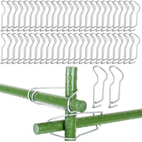 Pack of 50 plant support clips, stainless steel trellis clips, connecting loops for bamboo stakes, garden stakes, mounting connectors (1/5)