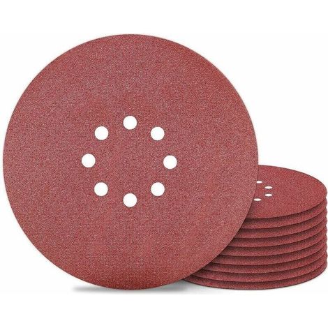 Schleifscheibe, 225 mm, 8 Löcher, Schleifpapier, Körnung 100, für Wandschleifer, 10 Stück,