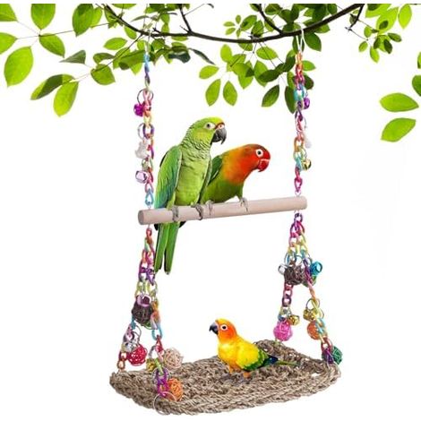 Jouet Oiseau Perruche, Cloche, Balançoire, Cage, Inséparable, Nid, Hamac, Aire Jeux, Pinson, Perruche, Osier (1/5)