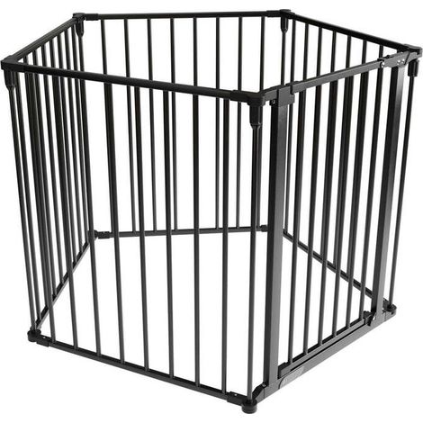 [GEBRAUCHT] B-Ware Kamin- / Ofenschutzgitter 300 cm Sicherheitsgitter mit Tür schwarz Metall (1/2)