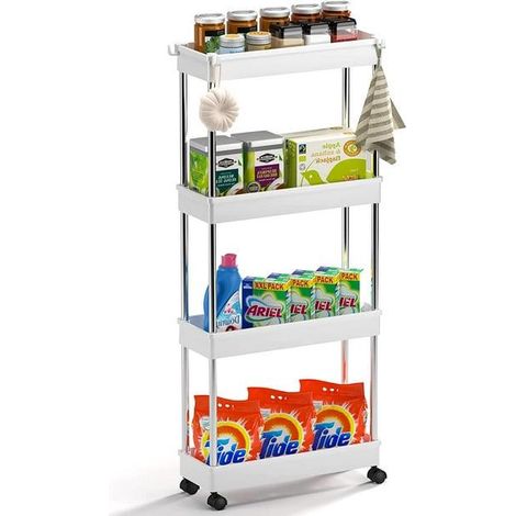 Chariot Rangement 4 Etages Plastique Roulettes Cuisine Salle Bain (1/5)