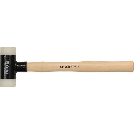 YATO, modelo YT-4624, Martillo blando sin retroceso, ideal para trabajos delicados y precisos, cabezal de goma negra, mango de madera resistente, herramienta profesional