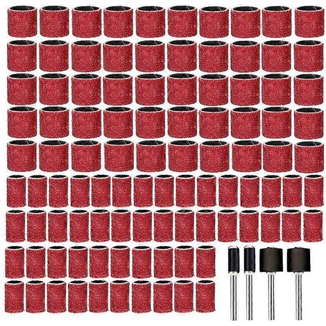 CMCP Lot de 104 bandes abrasives grain 80 avec mandrin pour le polissage du métal et du bois, outil abrasif pour Dremel Rot (1/5)