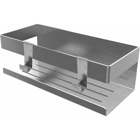 Etagère Douche Etagere Salle de Bain Sans Perçage Etagère de Douche avec Crochet - Douche Murale - Acier Inoxydable 304SUS - pour Cuisine, Salle de Bain, Bureau, Hôtel (Argent) (1/4)