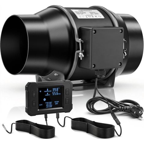 70W 150mm Ventilateur Extracteur d'air en Ligne WIFI APP 683 m³/h Ventilation de Conduit Moteur EC à Fréquence avec Contrôleur de Vitesse Variable pour Humide Garages Tente de Culture Hydroponique (1/5)