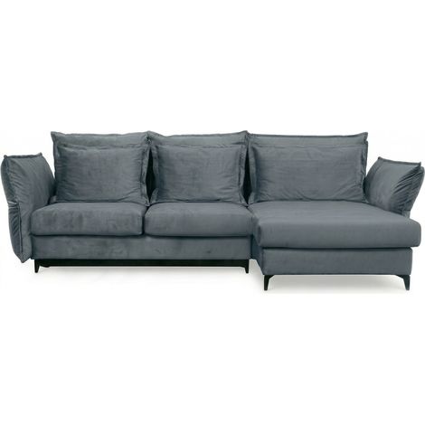 Canapé angle droit Verduro en velours gris clair - 3 places (1/5)