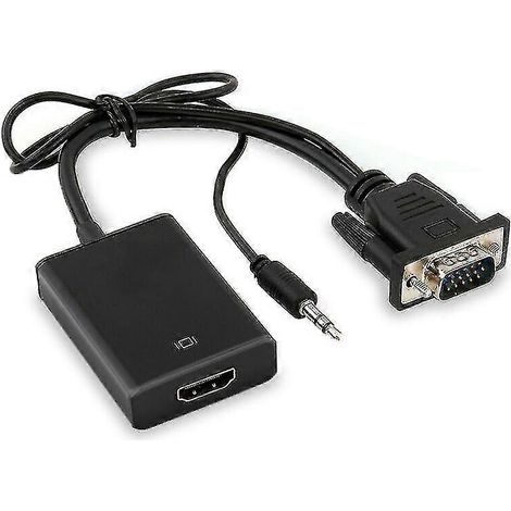 Câble adaptateur convertisseur VGA mâle vers HDMI femelle, sortie haute définition 1080p + audio, compatible avec les téléviseurs haute définition AV.
