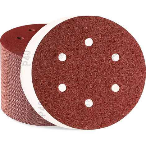 Schleifpapier 150mm Klett 6 Loch Exzenterschleifer 40 Körnung 80 Stück (1/5)