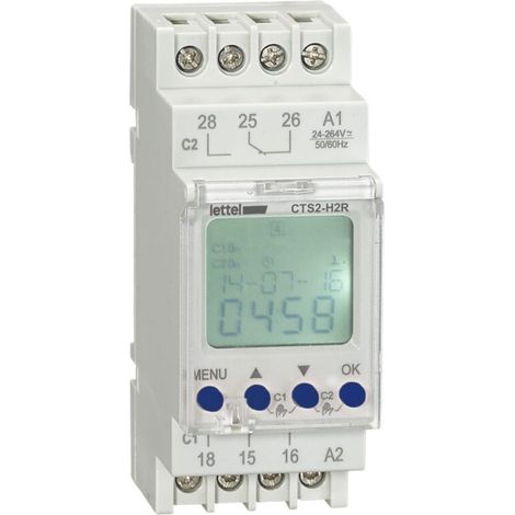 LETTEL - Horloge hebdomadaire ou journalière - 2 canaux - 2 relais 16A - tension 230V - CTS2-H2L