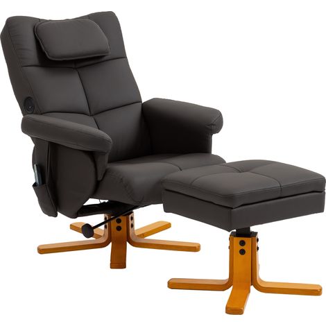 Fauteuil de massage avec repose-pieds, dossier inclinable jusqu'à 135°, compartiment de rangement, télécommande (1/5)