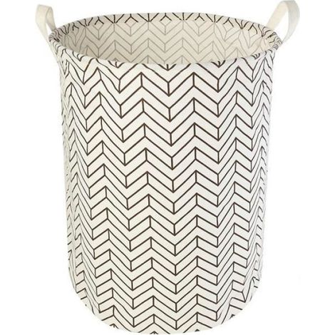 Panier À Linge - 50 cm - 60 L - Coton Lin Avec Revêtement PE - Pliable Et Imperméable - 1 Pièce (1/4)