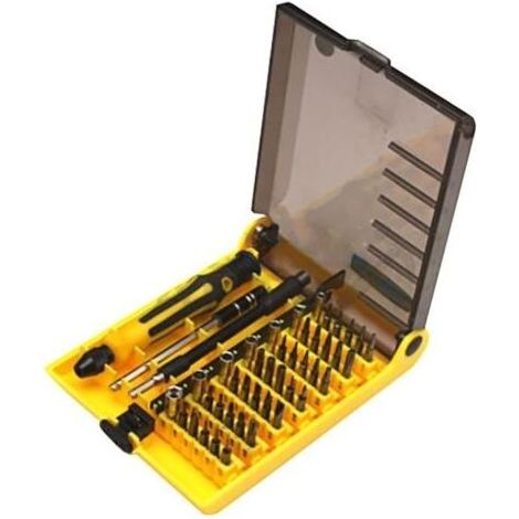 (noir et jaune)Kit de réparation tournevis Torx 45 en 1 pour PC portable et gadgets - Jaune (1/4)