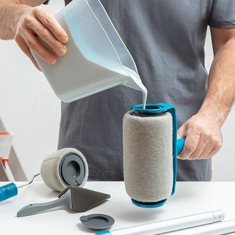 Rouleau de peinture anti-goutte rechargeable – Peinture jusqu'à 25 m² – Accessoires inclus pour angles et détails – Matériaux PP, polyester, aluminium (1/5)