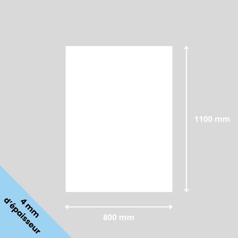 Plaque verre acrylique blanc 4 mm - 80 x 110 cm (800 x 1100 mm) - Verre synthétique - Plaque PMMA XT - Plexiglass