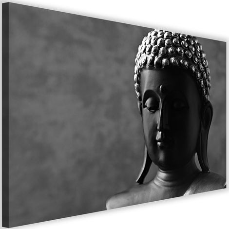 Tableau sur toile Bouddha Position Noir Blanc 60x40 (1/5)