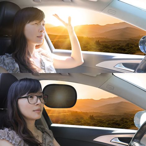 Lot de 2 pare-soleil statiques pour pare-soleil de voiture, protection contre l'éblouissement et le brouillard, accessoire de protection pour pare-brise, pour véhicule, noir (1/5)