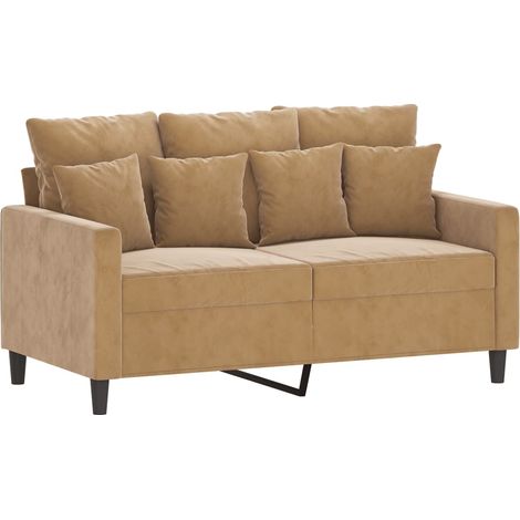 Canapé à 2 places,Sofa pour Salon,Banquette Marron 120 cm Velours CFW740068 (1/5)