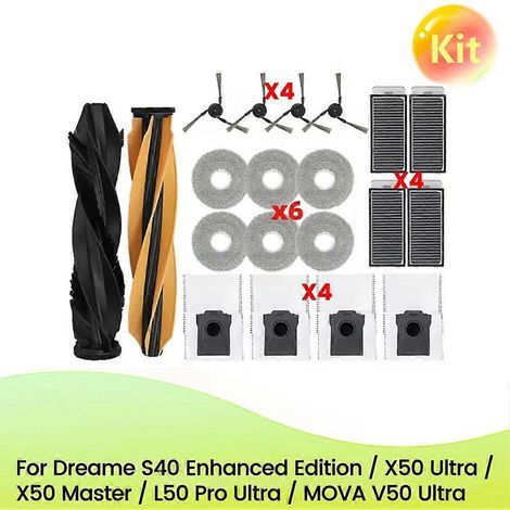 Filtre à brosse latérale principale pour aspirateurs Dreame S40 Enhanced Edition/X50 Ultra/X50 Master/L50 Pro Ultra/MOVA V50 Ultra (1/4)