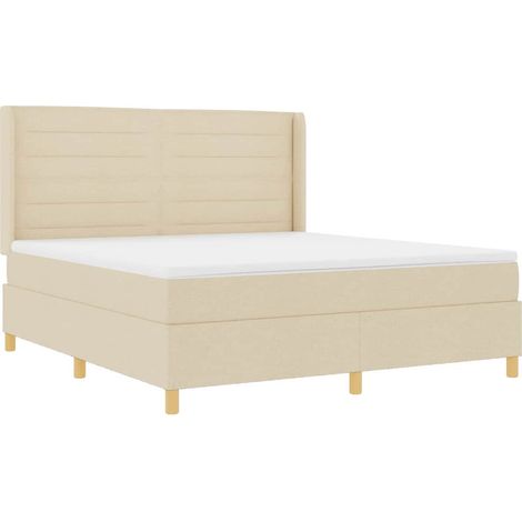 Maison Exclusive - Lit à ressorts avec bandes LED Crème 180 x 200 cm tissu (1/5)