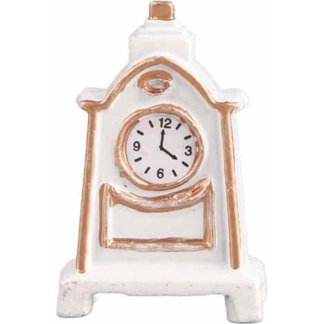 Miniatur-Tischuhr, weiß, Maßstab 1:12, für Puppenhaus, dekoratives Möbelaccessoire (1/5)
