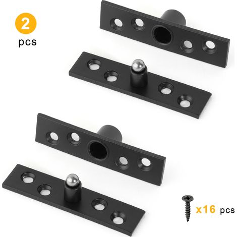 Charnière pivotante en acier inoxydable (noire) à axes central et décalés, rotation à 360°, dissimulation de l'axe vertical pour portes en bois (1/5)