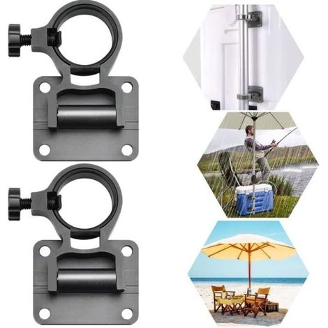 Support de Parasol pour Balcon - Boîte de Pêche - Alliage d'Aluminium - Conception pliante - Noir-x (1/4)
