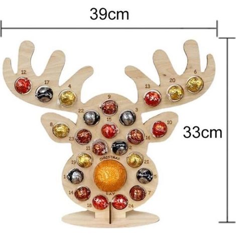Kit décoration noël,Calendrier du compte à rebours de noël en bois,présentoir de bonbons en chocolat,arbre - Type Deer Head Style