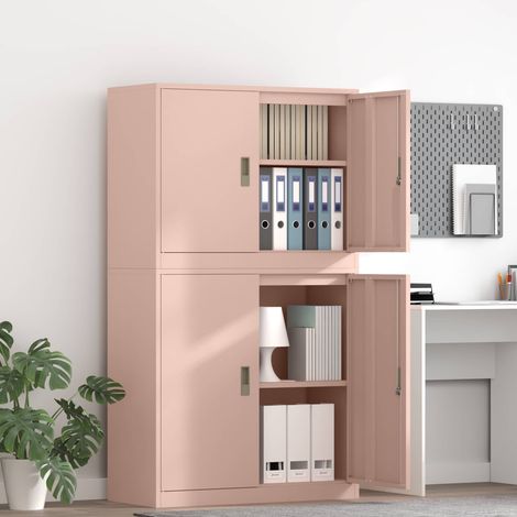 vidaXL Armario de almacenamiento 2 uds. Rosa 90 x 40 x 160 cm Acero (1/5)