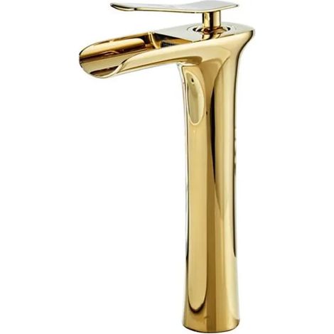Robinet de lavabo de luxe en laiton, montage sur plan, mitigeur à poignée unique, eau chaude et froide (1/4)