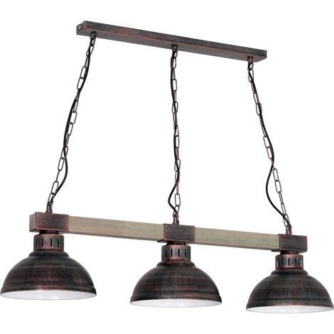Suspension loft Hakon 3xE27 brun bois clair Luminex