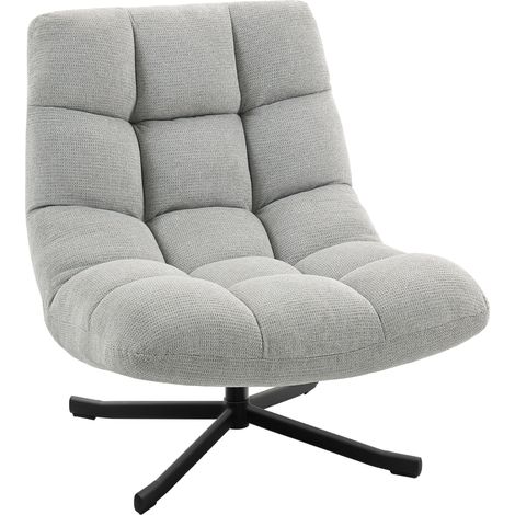Sessel Drehbar Loungesessel mit Breiter Sitzfläche, wasserabweisend Chenille-Optik, gekreuzt Stahlbeine, Hellgrau