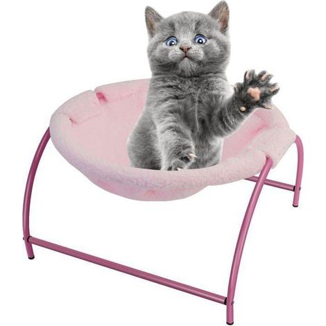 Lit pour animaux de compagnie, hamac pour chat, lit de couchage surélevé pour chien, structure stable, détachable(rose, hiver) pzcc (1/5)