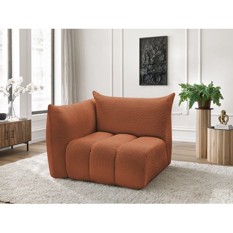 BOBOCHIC - Chauffeuse 1 place avec accoudoir pour canapé modulable AZRA tissu bouclette Angle gauche  Orange