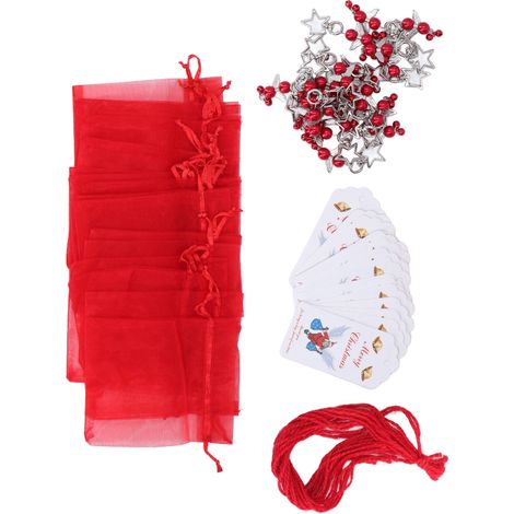 Lot de 20 porte-clés étoile Noël rouge, décoration sapin, pendentif cadeau fête maison (1/5)