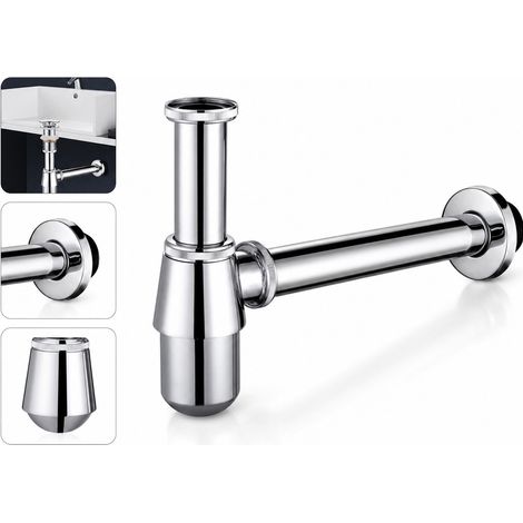 1 Piece Siphon de Lavabo en Laiton Anti-Odeurs, Evacuation Murale ou au Sol, Tube Flexible de 30 cm, Joints 40/50 mm, Salle de Bain et Cuisine (1/5)