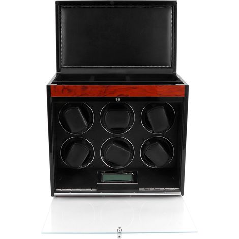 Automatische Uhrenaufbewahrungsbox mit verstellbarem Kissen für 6 mechanische Uhren, EU-Stecker 100–240 V (1/5)