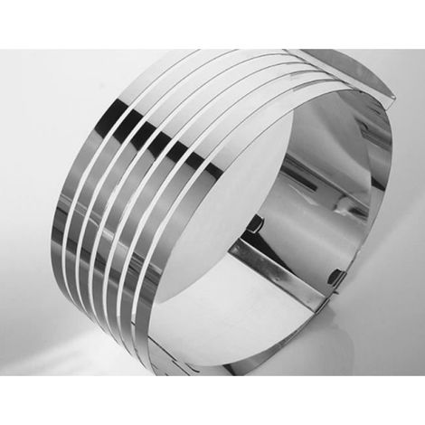 réglable en acier inoxydable mousse Moule à gâteau de couche trancheuse kit Argent, diamètre 16-20cm (1/4)