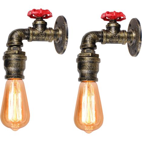 2er Wandleuchte Kerze, Vintage Industrielle Wasserrohr Wandlampe, Kreative Steampunk Art Lampe Decor E27 Fassung Innen für Wohnzimmer Schlafzimmer (Bronze)