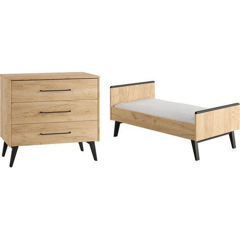Lettino evolutivo 70x140 e cassettiera 3 cassetti Pinio Retro Legno (1/5)